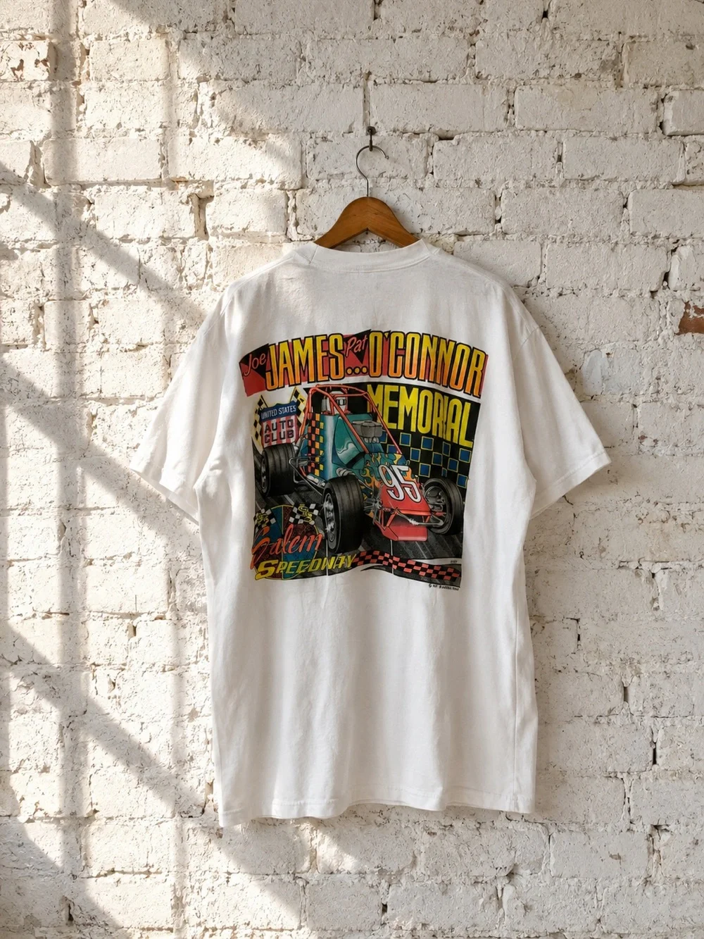 VTG 90s Fruit of the Loom Joe James Pat O'Connor Memorial Salem Speedway Tee L